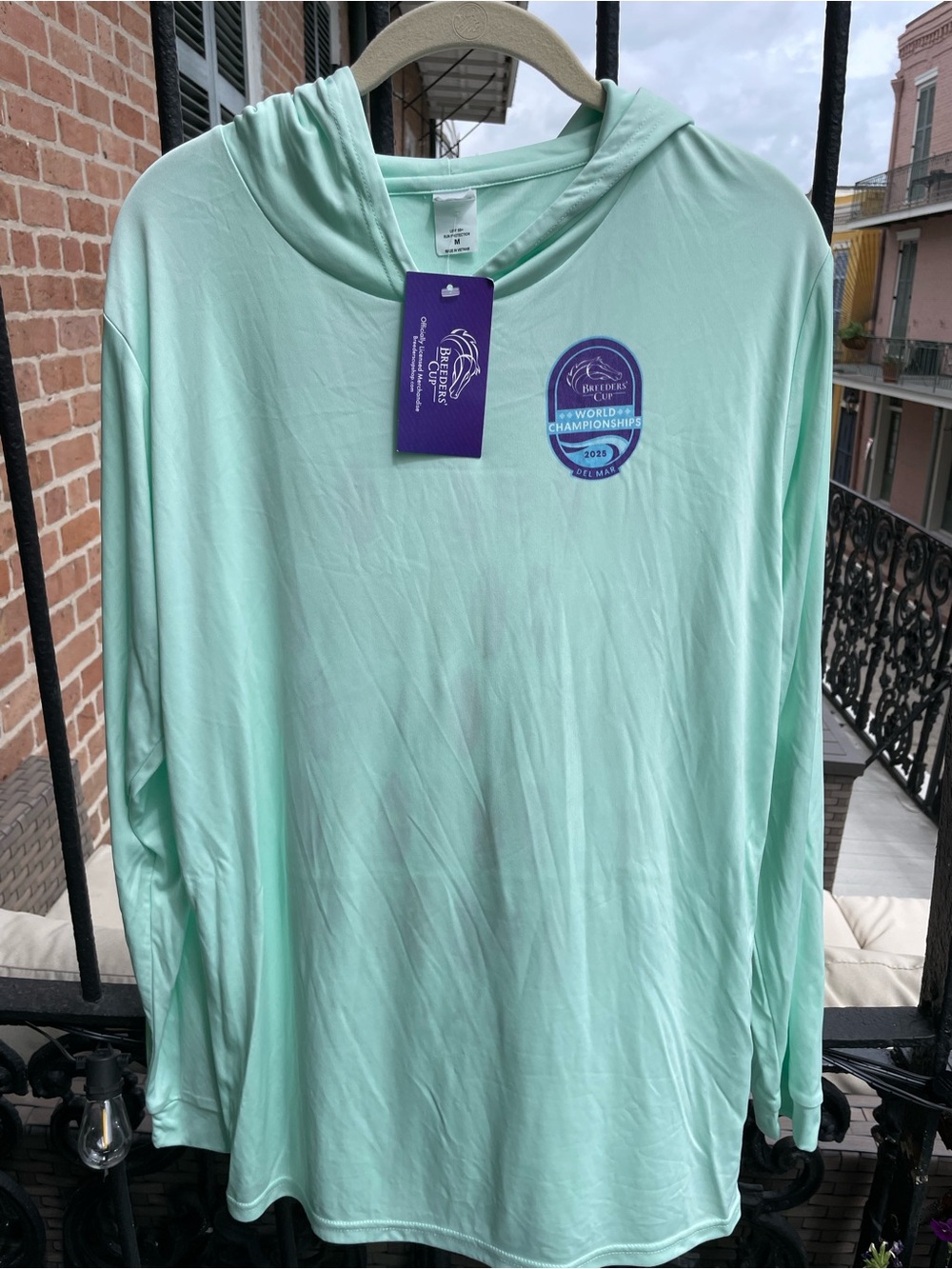 Light Aqua Hooded Long Sleeve with Event Patch
